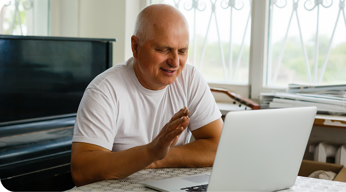 Patient at computer